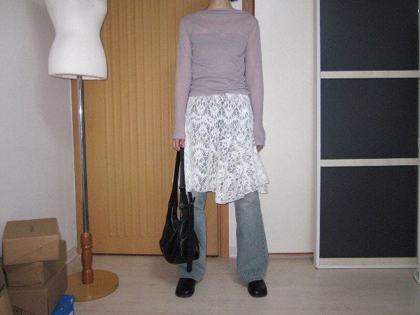 unbalance lace skirt(허리밴딩)